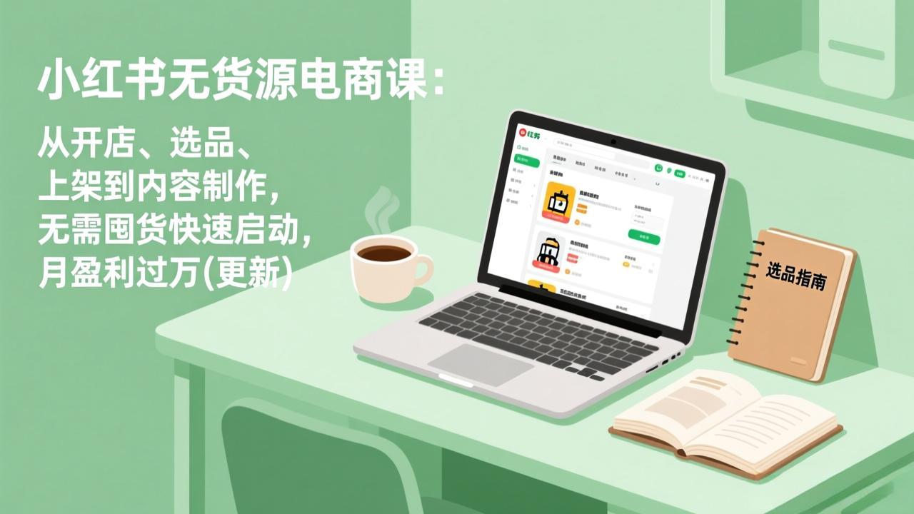 小红书无货源电商课:从开店、选品、上架到内容制作,无需囤货快速启动,月盈利过万(更新-优优云网创