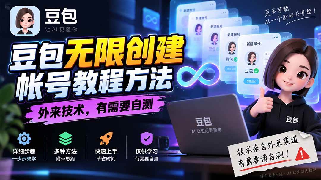 (20550期)豆包无限创建帐号教程方法,外来技术,有需要自测-优优云网创-中创网