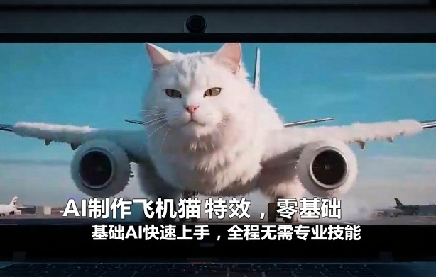 AI制作飞机猫特效,零基础AI快速上手,全程无需专业技能-优优云网创