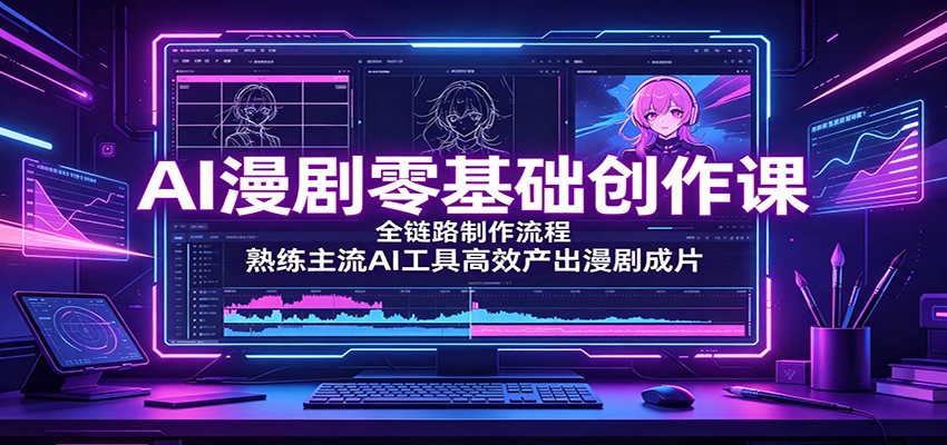 AI漫剧零基础创作课:全链路制作流程,熟练主流AI工具高效产出漫剧成片-优优云网创