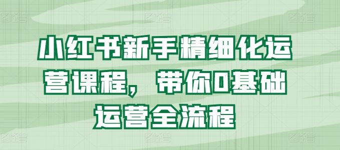 小红书新手精细化运营课程,带你0基础运营全流程-优优云网创