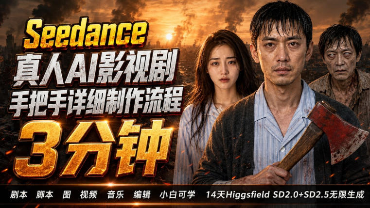 3分钟真人AI影视剧怎么做?SD 2.0手把手完整制作流程|Higgsfield 14天SD 2.0/2.5无限生成-优优云网创