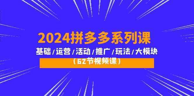 2024拼多多系列课:基础/运营/活动/推广/玩法/大模块(62节视频课)-优优云网创
