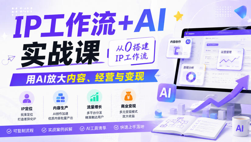 IP工作流+AI实战课，从0搭建IP工作流，用AI放大内容、经营与变现-优优云网创