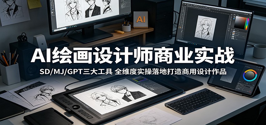AI绘画设计师商业实战:SD/MJ/GPT三大工具,全维度实操落地打造商用设计作品-优优云网创