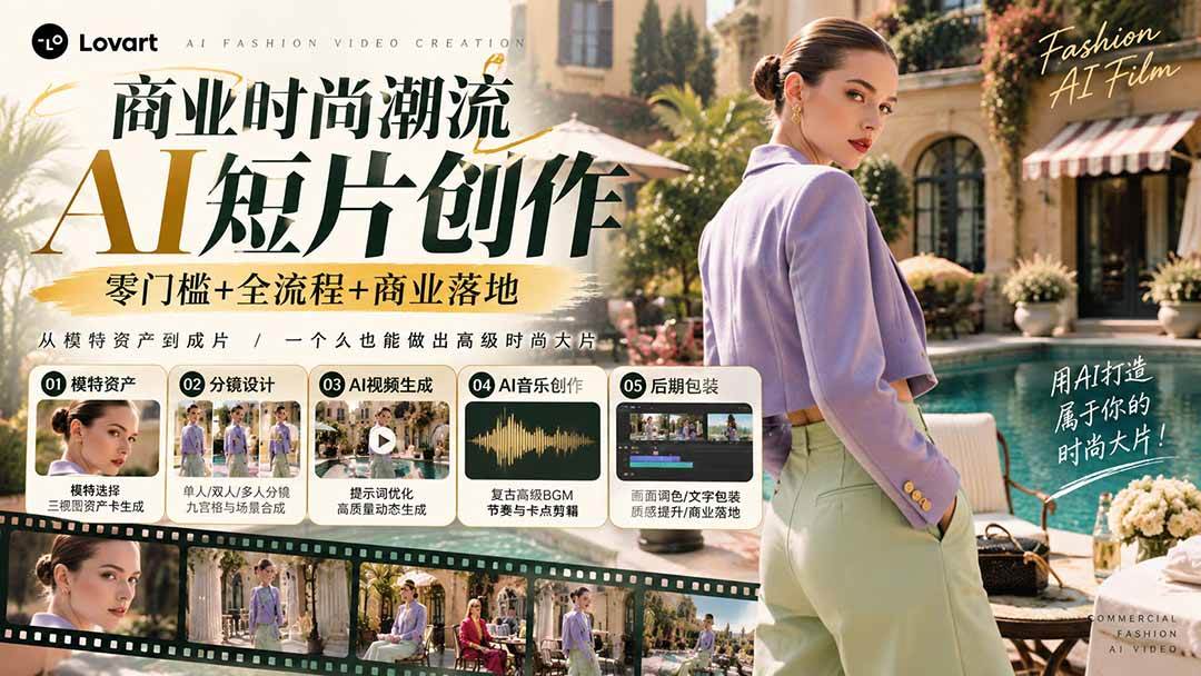 (21000期)从一张模特图到高级时尚广告大片:AI三视图资产、场景合成、电影分镜、动态生成与复古音乐剪辑实战课 (21000期)从一张模特图到高级时尚广告大片:AI三视图资产、场景合成、电影分镜、动态生成与复古音乐剪辑实战课