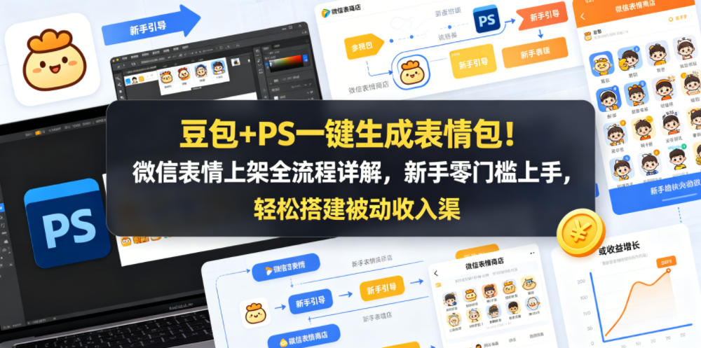 豆包+PS一键生成表情包!微信表情上架全流程详解,新手零门槛上手,轻松搭建被动收入渠道-优优云网创