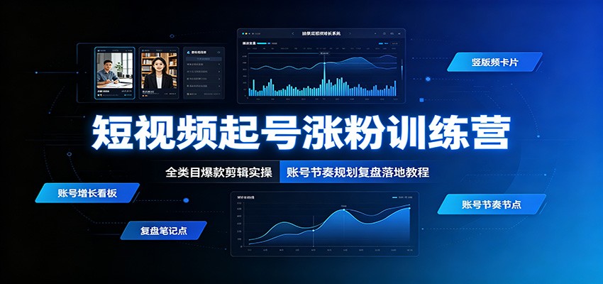 短视频起号涨粉训练营:全类目爆款剪辑实操,账号节奏规划复盘落地教程-优优云网创