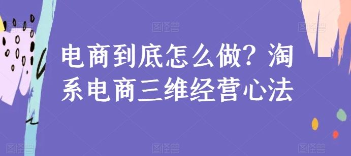 电商到底怎么做?淘系电商三维经营心法-优优云网创