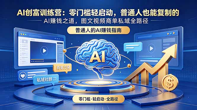 AI创富训练营:零门槛轻启动,普通人也能复制的AI赚钱之道,图文视频商单私域全路径-优优云网创