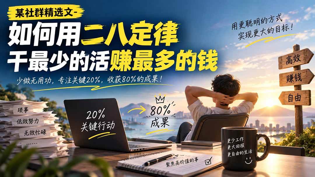 (20385期)某社群精选文-如何用二八定律干最少的活赚最多的钱 (20385期)某社群精选文-如何用二八定律干最少的活赚最多的钱