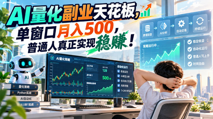 AI量化副业天花板,单窗口月入500,普通人真正实现稳賺!【揭秘】-优优云网创-中创网