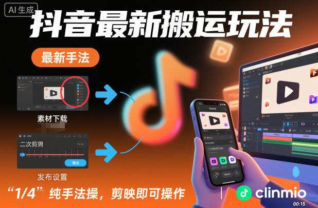 抖音最新搬运玩法，纯手法操作，剪映即可操作-优优云网创