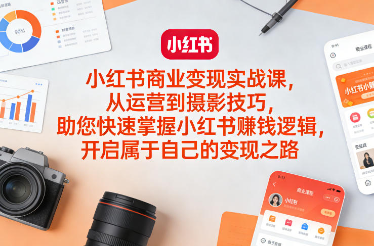 小红书商业变现实战课,从运营到摄影技巧,助您快速掌握小红书賺钱逻辑,开启属于自己的变现之路-优优云网创