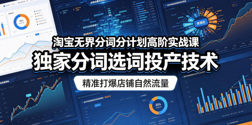 淘宝无界分词分计划高阶实战课,独家分词选词投产技术,精准打爆店铺自然流量-优优云网创