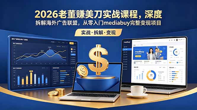 2026老董赚美刀实战课程，深度拆解海外广告联盟，从零入门mediabuy完整变现项目-优优云网创