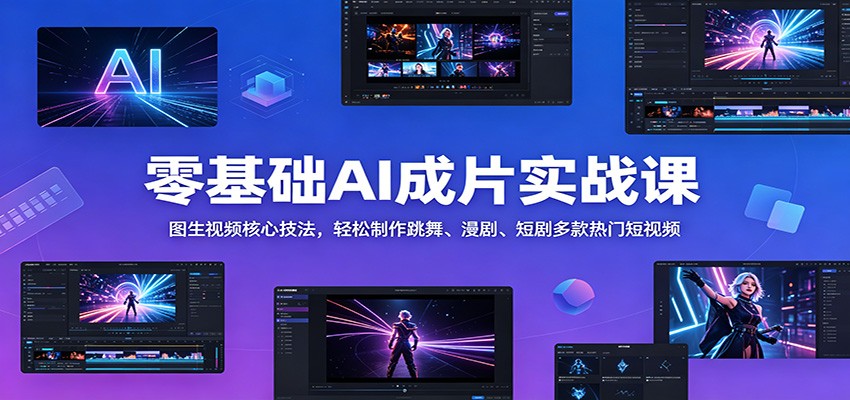 零基础AI成片实战课：图生视频核心技法，轻松制作跳舞、漫剧、短剧多款热门短视频-优优云网创