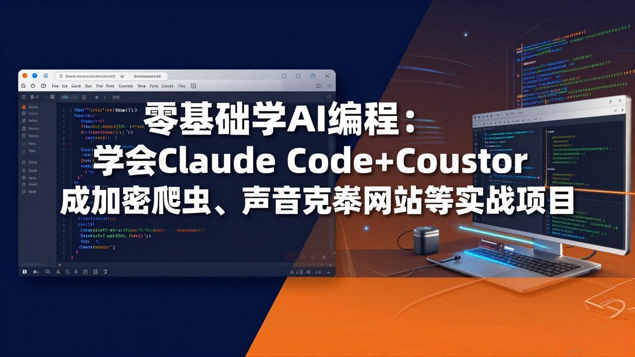 零基础学AI编程:学会Claude Code+Cursor完成加密爬虫、声音克隆网站等实战项目-优优云网创