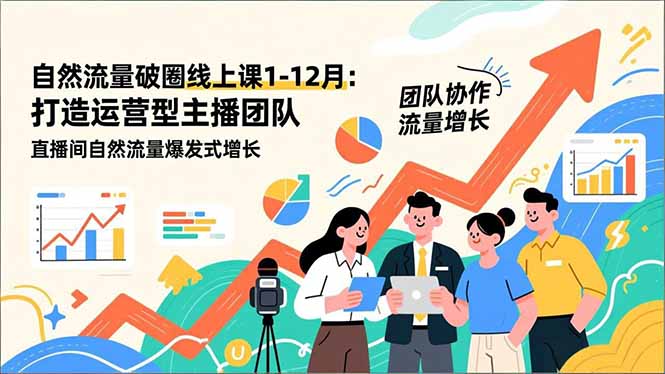 自然流量破圈线上课1-12月：打造运营型主播团队 直播间自然流量爆发式增长-优优云网创