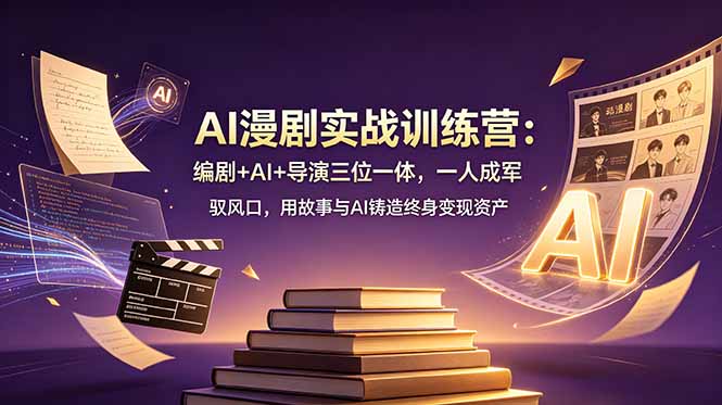 AI漫剧实战训练营：编剧+AI+导演三位一体，一人成军 驭风口，用故事与AI铸造终身变现资产-优优云网创