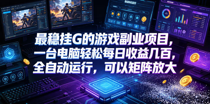 最稳挂G的游戏副业项目，一台电脑轻松每日收益几百，全自动运行，可以矩阵放大【揭秘】-优优云网创