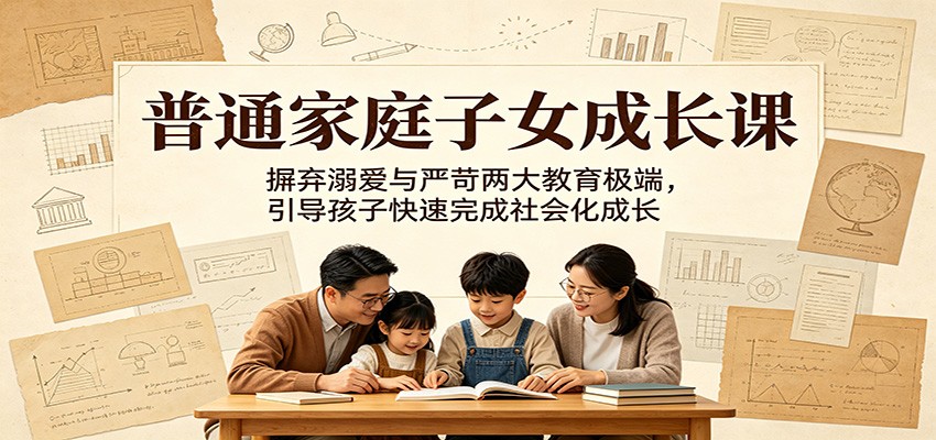 普通家庭子女成长课:摒弃溺爱与严苛两大教育极端,引导孩子快速完成社会化成长-优优云网创