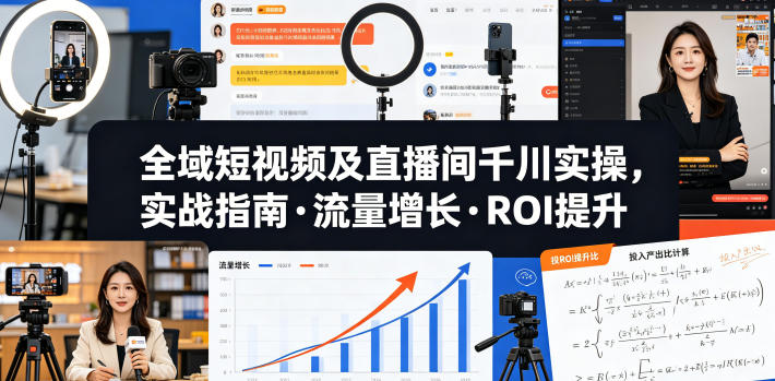 全域短视频及直播间千川实操,实战指南·流量增长·ROI提升(更新)-优优云网创
