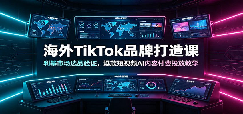 海外TikTok品牌打造课:利基市场选品验证,爆款短视频AI内容付费投放教学-优优云网创