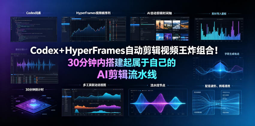 Codex+HyperFrames自动剪辑视频王炸组合!30分钟内搭建起属于自己的AI剪辑流水线(完整版实操教程手册)-优优云网创