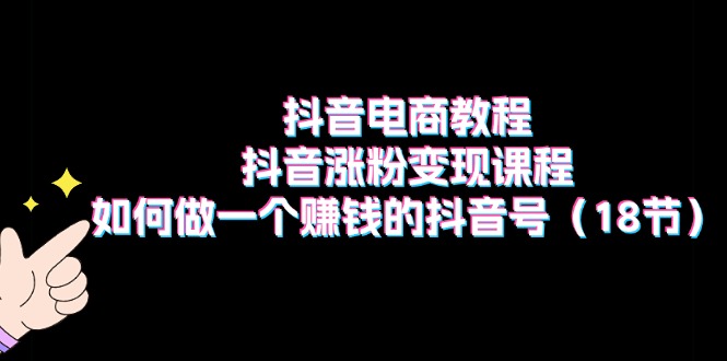 (11436期)抖音电商教程:抖音涨粉变现课程:如何做一个赚钱的抖音号(18节)-优优云网创