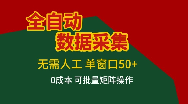 全自动数据采集项目,无需人工,单窗口可达50+收益,操作简单无难度,一个人也能轻松实现矩阵【揭秘】-优优云网创