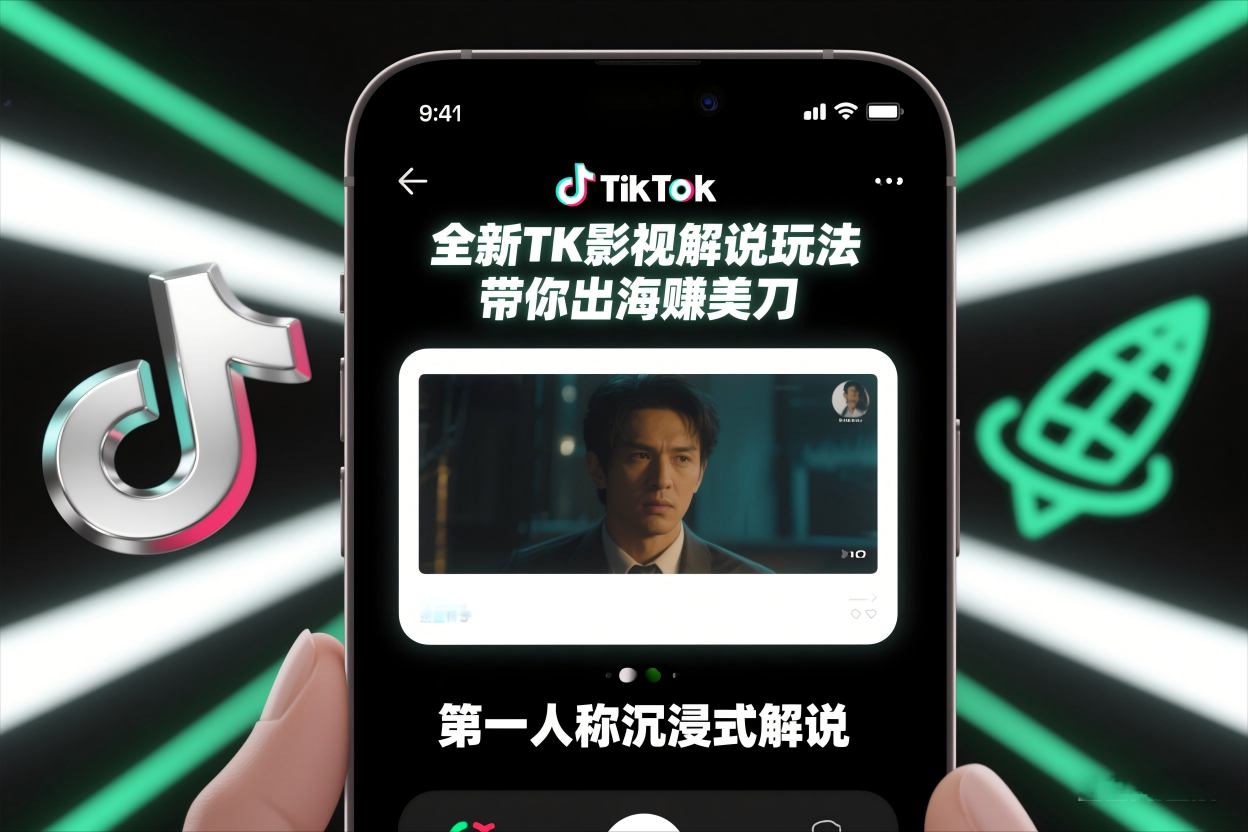 TikTok第一人称影视解说教学,全新TK影视解说玩法,带你出海賺美刀-优优云网创