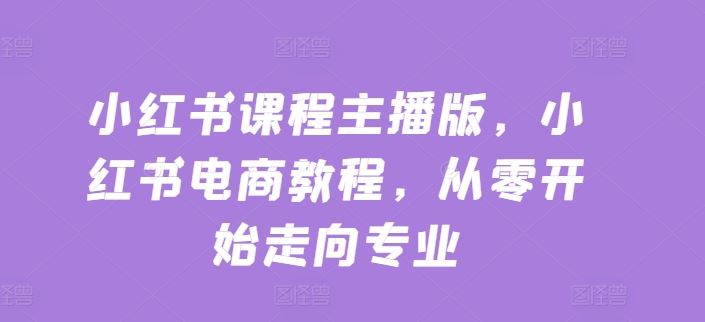 小红书课程主播版,小红书电商教程,从零开始走向专业-优优云网创