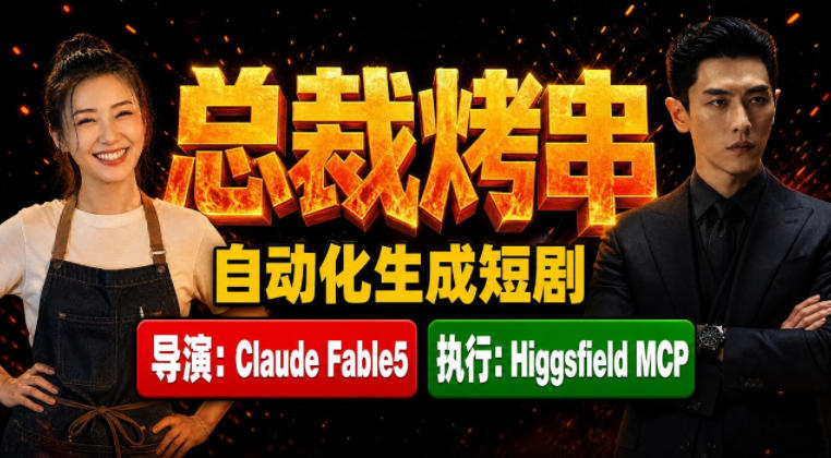 Claude Fable5担任导演+Higgsfield MCP落地执行|《总裁烤串》真人质感短剧全自动AI生成全流程教学-优优云网创