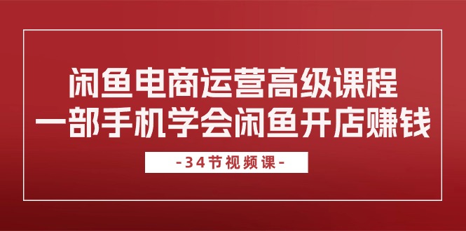 (10686期)闲鱼电商运营高级课程,一部手机学会闲鱼开店赚钱(34节课)-优优云网创