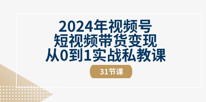 (10931期)2024年视频号短视频带货变现从0到1实战私教课(31节视频课)-优优云网创