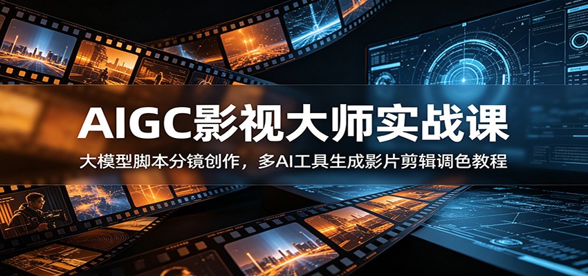 AIGC影视大师实战课:大模型脚本分镜创作,多AI工具生成影片剪辑调色教程-优优云网创