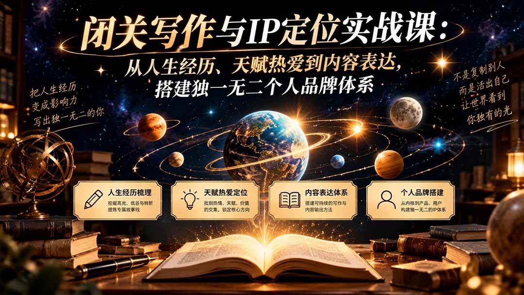 (20634期)闭关写作与IP定位实战课:从人生经历、天赋热爱到内容表达,搭建独一无二个人品牌体系-优优云网创-中创网
