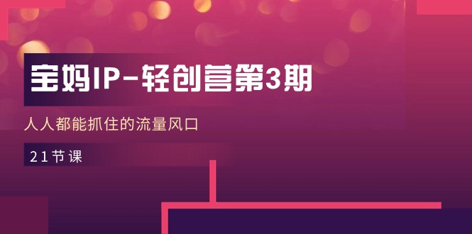 宝妈IP轻创营第3期,人人都能抓住的流量风口(21节课)-优优云网创