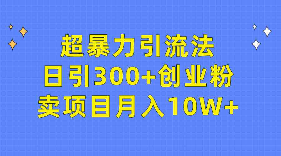(9954期)超暴力引流法,日引300+创业粉,卖项目月入10W+-优优云网创
