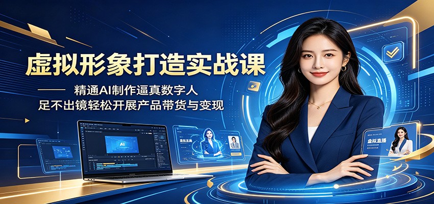 虚拟形象打造实战课:精通AI制作逼真数字人,足不出镜轻松开展产品带货与变现-优优云网创