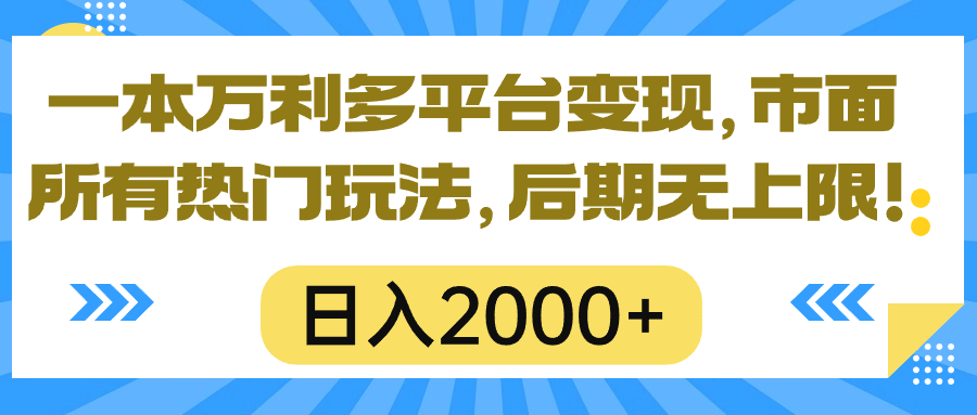 (10311期)一本万利多平台变现,市面所有热门玩法,日入2000+,后期无上限!-优优云网创