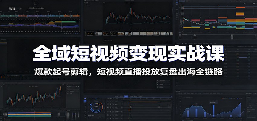 全域短视频变现实战课:爆款起号剪辑,短视频直播投放复盘出海全链路-优优云网创