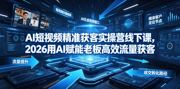 AI短视频精准获客实操营6月10-14号线下课,2026用AI赋能老板高效流量获客-优优云网创