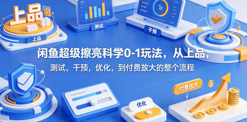 闲鱼超级擦亮科学0-1玩法,从上品,测试,干预,优化,到付费放大的整个流程-优优云网创