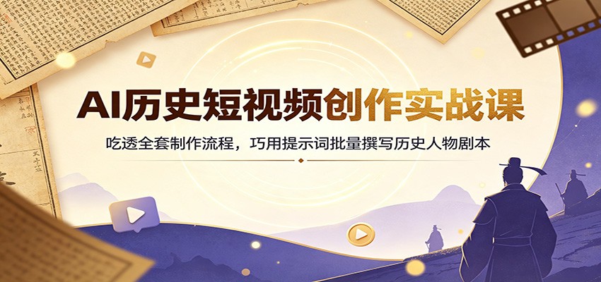 AI历史短视频创作实战课：吃透全套制作流程，巧用提示词批量撰写历史人物剧本-优优云网创