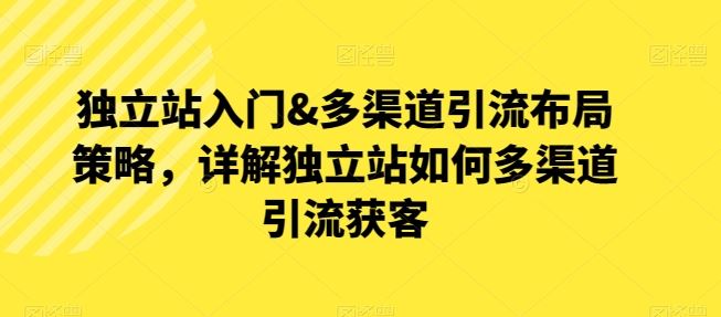 独立站入门&多渠道引流布局策略,详解独立站如何多渠道引流获客-优优云网创