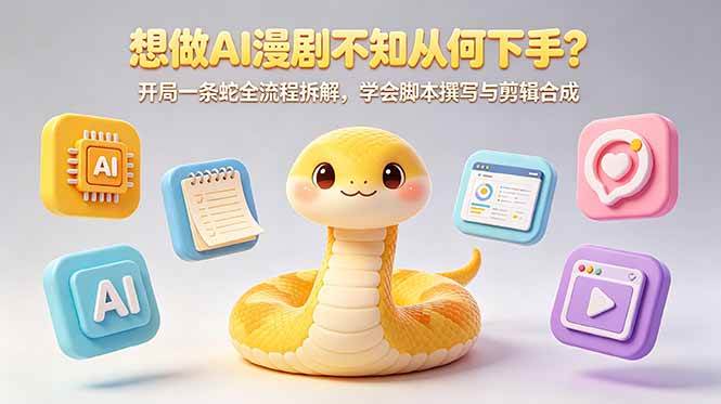 (18550期)想做AI漫剧不知从何下手?开局一条蛇全流程拆解,学会脚本撰写与剪辑合成-优优云网创