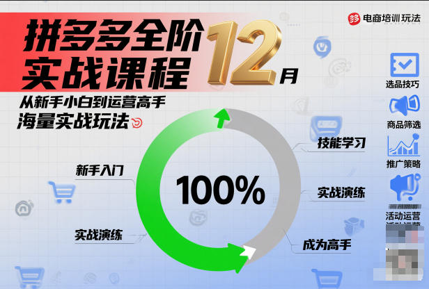拼多多全阶实战课程12月,从新手小白到运营高手,海量实战玩法-优优云网创