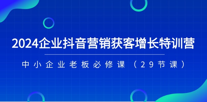 2024企业抖音营销获客增长特训营,中小企业老板必修课(29节课)-优优云网创